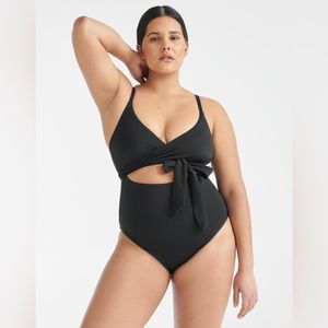 Knix Leakproof One-Piece Wrap Swimsuit, Large, Black, BRAND NEW!